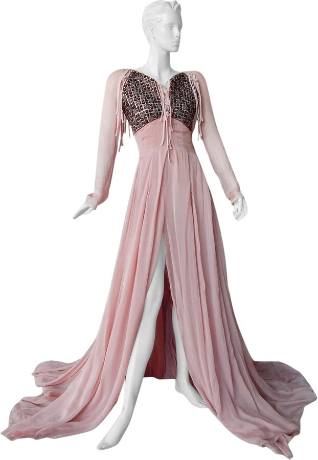 Valentino Rare Antonio Berardi Boho Chic Hand Beaded Voluminous Dress Gown