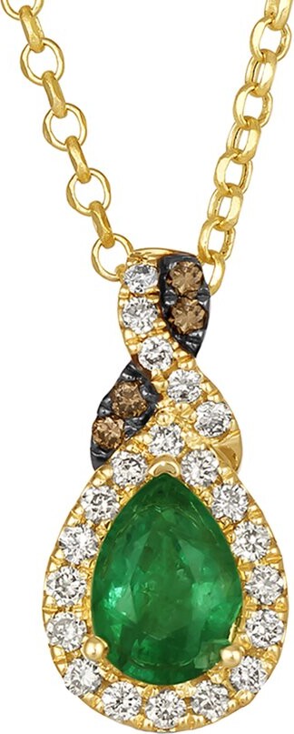 LeVian Costa Smeralda Emeralds Chocolate Twist 14K 0.66 ct. tw. Diamond & Emeralds Drop Pendant Necklace