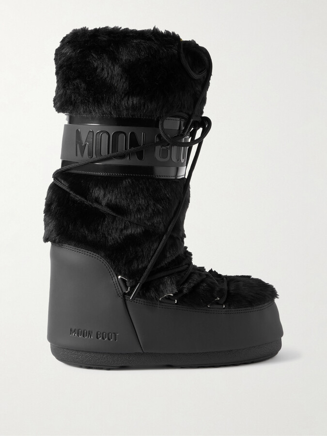 Moon Boot Icon Faux Fur And Faux Leather Snow Boots - Black