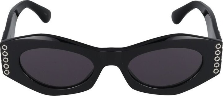 Alaia Studded Oval-Frame Sunglasses