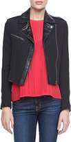 Thumbnail for your product : Joie Tommi Faux-Leather Trim Moto Jacket, Caviar