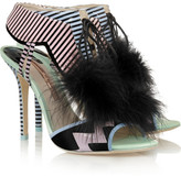 Thumbnail for your product : Webster Sophia Leilou marabou-trimmed patent-leather sandals