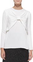 Thumbnail for your product : Milly Bow-Front Stretch-Silk Top