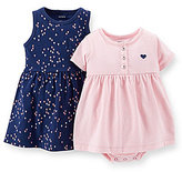Thumbnail for your product : Carter's Newborn-24 Months Hearts & Striped Dress 2-Pack