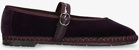 Flabelus Womens Purple Pierre Velvet Ballet Flats Eur 41 / 8 Uk Women