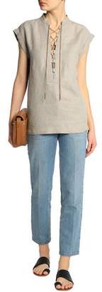 MICHAEL Michael Kors Lace-Up Chain-Embellished Linen Tunic