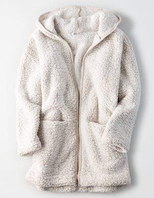 ae fuzzy teddy sherpa hoodie