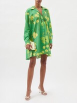 Thumbnail for your product : BERNADETTE Gregory Floral-print Cotton-blend Shirt Dress - Green Print