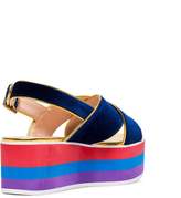 Thumbnail for your product : Gucci Blue 60 Crossover Strap Velvet Platforms