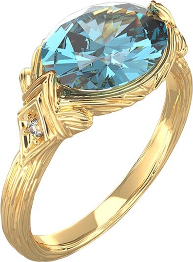 I. Reiss 14K 3.35 Ct. Tw. Diamond & Blue Topaz Cocktail Ring