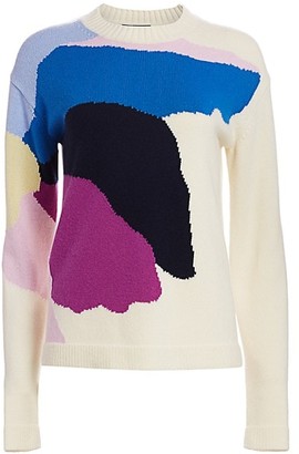 St. John Abstract Floral Intarsia Knit Wool & Cashmere Sweater