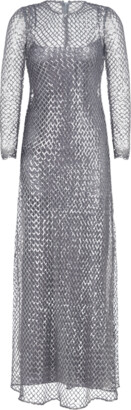 Halston Kirsten Long-Sleeve Sequin Net Gown