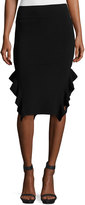 Thumbnail for your product : Opening Ceremony Ruffle-Trim Ponte Pencil Skirt, Black