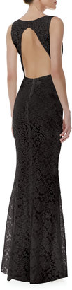 Alice + Olivia Sachi Fitted Lace Gown, Black