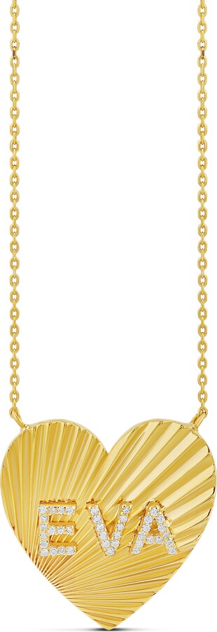 SHYMI Fluted Heart Initial Pendant Necklace