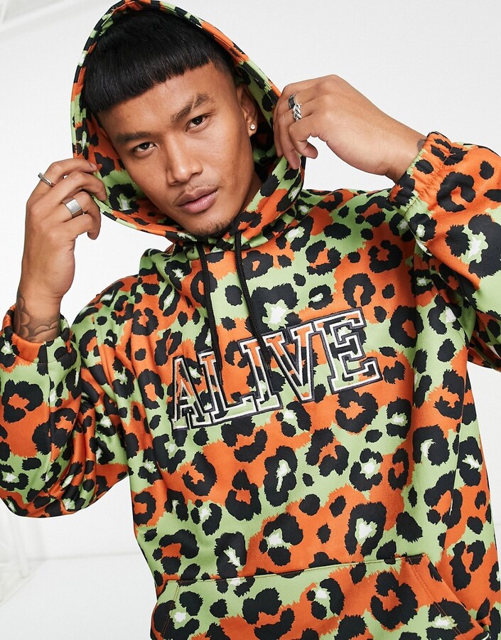 ASOS DESIGN oversized hoodie in all over animal print with text embroidery  - part of a set - ShopStyle