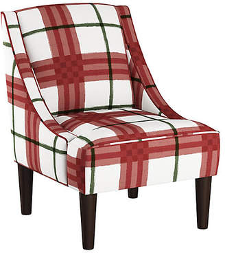 One Kings Lane Quinn Swoop-Arm Accent Chair - Red/Green