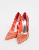 Thumbnail for your product : ASOS DESIGN Penelope embellished stiletto court shoes in orange