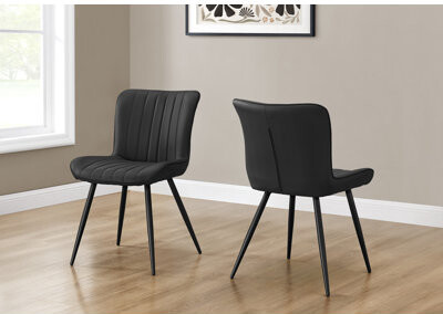 Monarch Specialties Inc. Dining Chair, 33" Height, Dining Room, Kitchen, Upholstered, Side, Set Of 2, Grey Leather Look, Black Metal, Contemporary, Modern