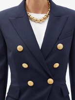 Thumbnail for your product : Balmain Double-breasted Virgin Wool-twill Blazer - Navy