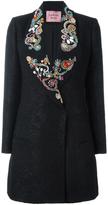 Lanvin embellished lapel marbled coat 