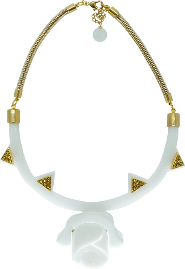 Gissa Bicalho Handmade Acrylic Necklace Chocker Rose - White