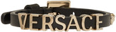 Versace - Bracelet à logo en cuir noir