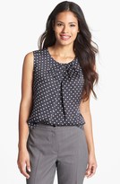 Thumbnail for your product : Jones New York 'Abby' Dotted Pleat Neck Blouse (Regular & Petite)