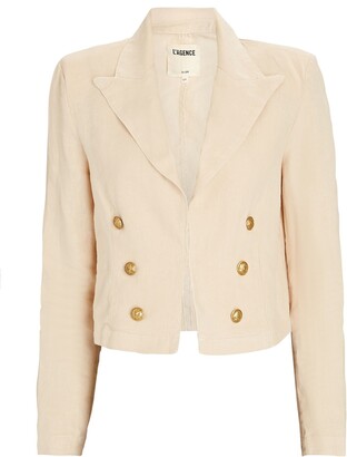 L'Agence Dolly Cropped Double-Breasted Linen Blazer - ShopStyle