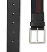 Thumbnail for your product : Paul Smith 3.5cm Leather-Trimmed Striped Webbing Belt