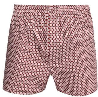 Sunspel Shibori Floral Print Cotton Boxer Shorts - Mens - Red