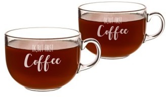 Cathy's Concepts But First Coffee Set Of 2 Glass Mugs