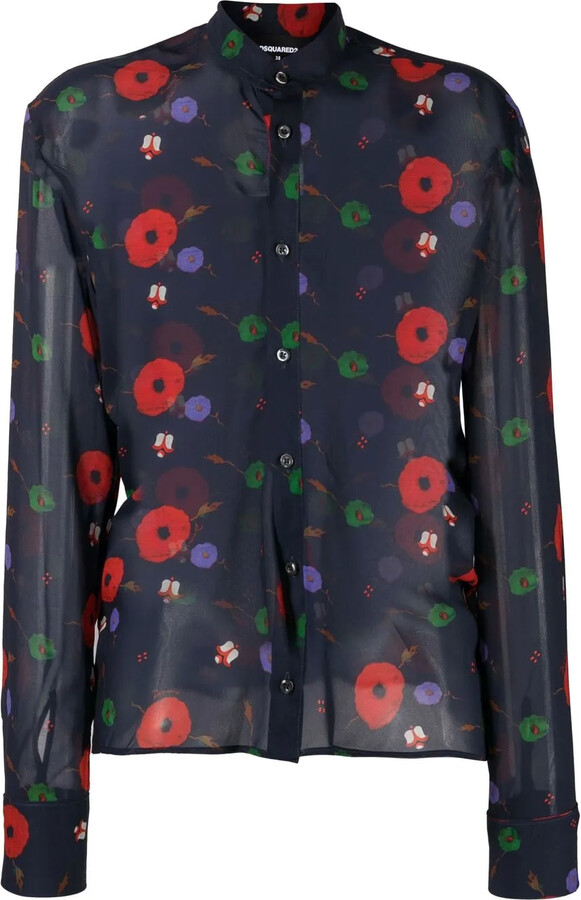 DSQUARED2 Floral-Print Long-Sleeved Shirt