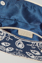 Thumbnail for your product : STAUD Tommy Mini Leather And Resin-trimmed Beaded Satin Shoulder Bag - Blue