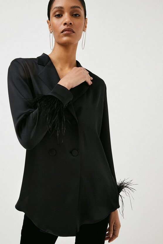 black ostrich feather jacket uk