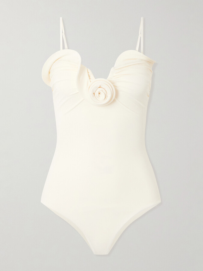Magda Butrym - Appliquéd Swimsuit - Cream
