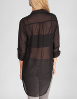 Thumbnail for your product : Love Squared Roll Cuff Womens Chiffon Hi Low Shirt
