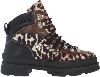 Ganni Leopard Print Hiking Boots - ShopStyle