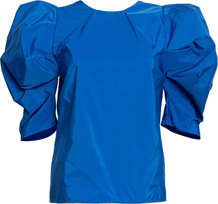 Bianca Popp Victorian Sleeves Blouse In Very Blue Taffeta