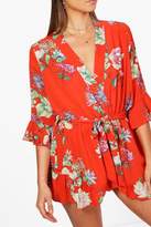 Thumbnail for your product : boohoo Floral Kimono Style Playsuit