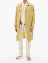 Thumbnail for your product : Bode Mashroo Striped Twill Overcoat - Yellow