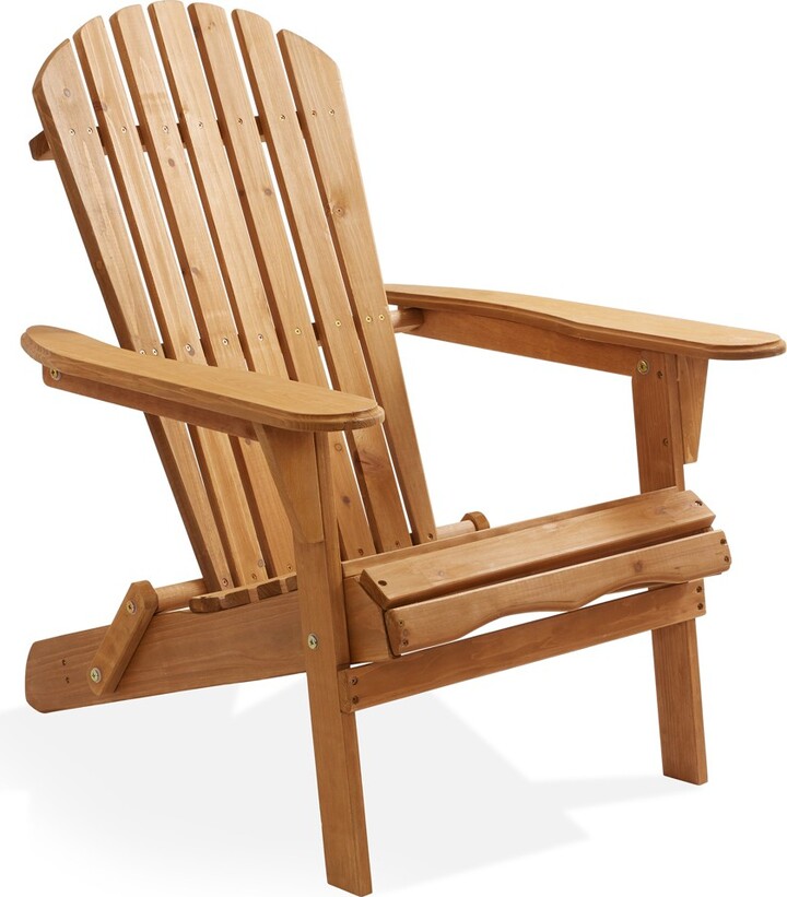 Casafield Folding Adirondack Chair, Cedar Wood Outdoor Lounge Chairs