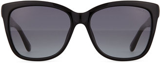 Jimmy Choo Cora Crystal-Temple Square Sunglasses, Black