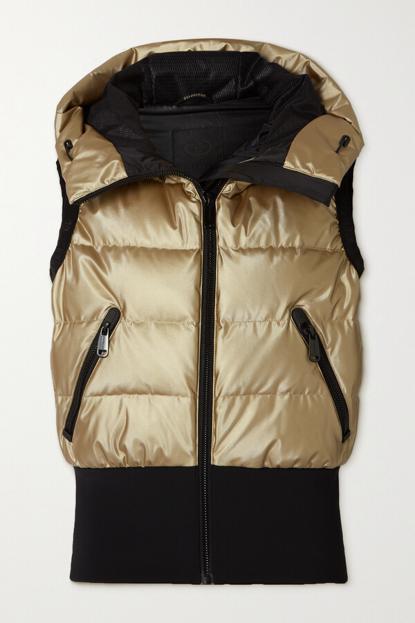 Goldbergh Shine Hooded Metallic Quilted Down Vest - UK6 - ShopStyle