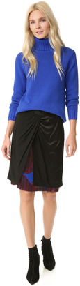 DKNY Mixed Media Skirt with Front Knot