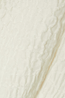Co Ruffled Linen-blend Cloqué Top - Ivory