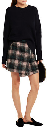 Markus Lupfer Ida Plaid Wool-Blend Wrap Mini Skirt
