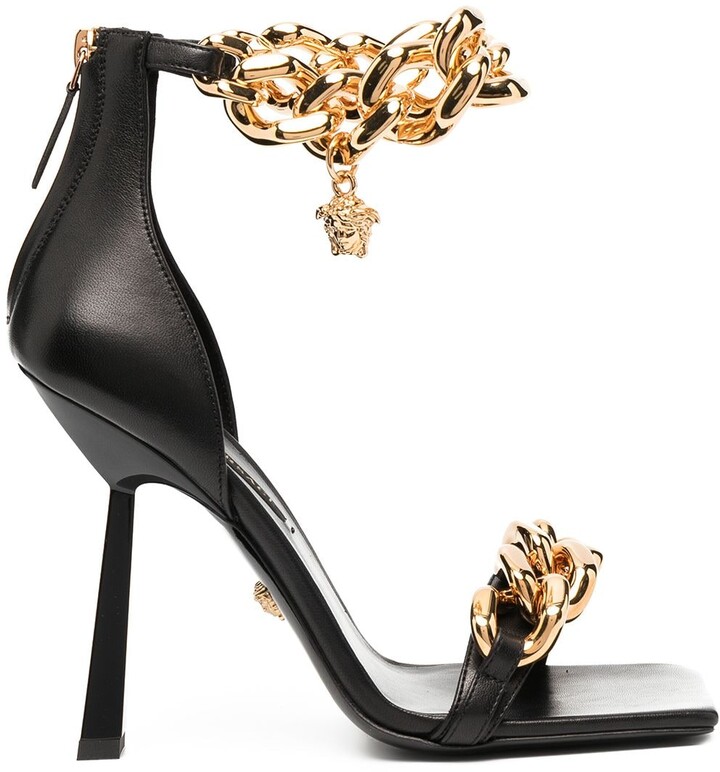 Versace chain-embellished Medusa sandals - ShopStyle