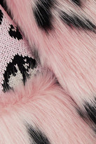 Thumbnail for your product : Stella McCartney Faux Fur And Leopard-intarsia Knitted Cardigan - Pink