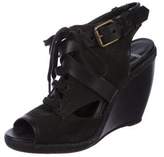 Thumbnail for your product : Pierre Hardy Lace-Up Peep-Toe Wedges